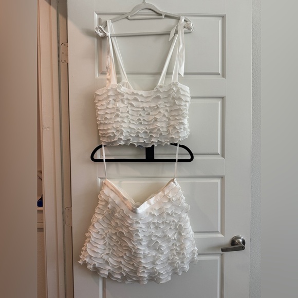 White Ruffled Two-Piece Set - Picture 1 of 3
